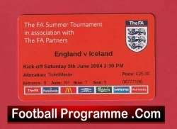 England v Iceland 2004 – Football Ticket FA Summer Tournament