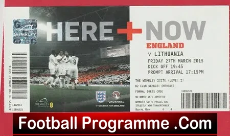 England v Lithuania 2015 – Football Ticket