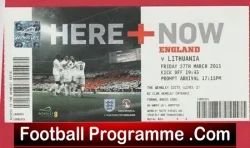 England v Lithuania 2015 – Football Ticket