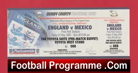 England v Mexico 2001 – Football Ticket