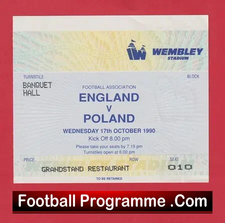 England v Poland 1990 – Football Ticket