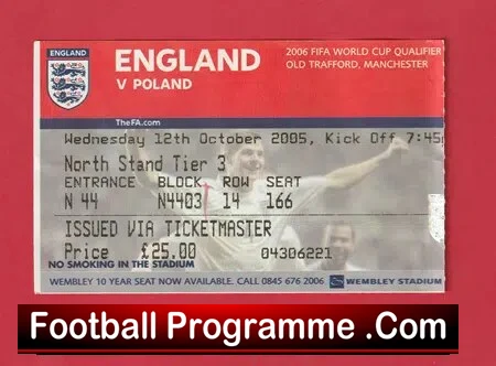 England v Poland 2005 – Football Ticket