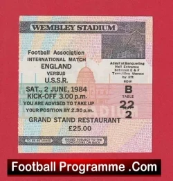 England v Russia 1984 – Football Ticket
