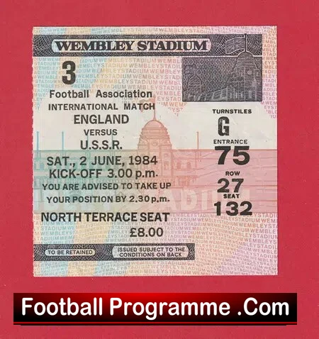 England v Russia 1984 – Football Ticket