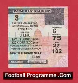 England v Russia 1984 – Football Ticket