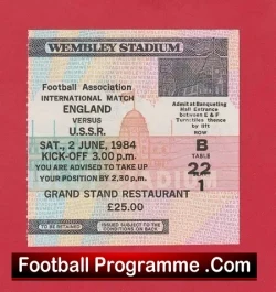 England v Russia 1984 – Football Ticket