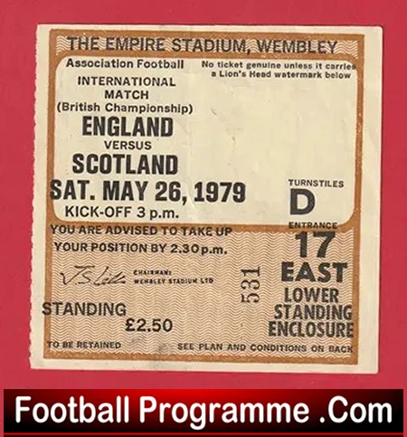 England v Scotland 1979 – Football Ticket