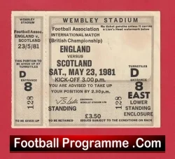 England v Scotland 1981 – FULL Football Ticket