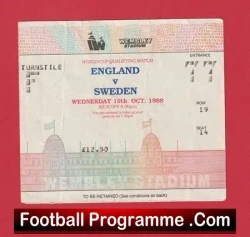 England v Sweden 1988 – Football Ticket