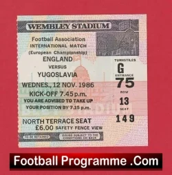 England v Yugoslavia 1986 – Football Ticket