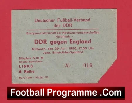 Germany v England 1980 – Football Ticket