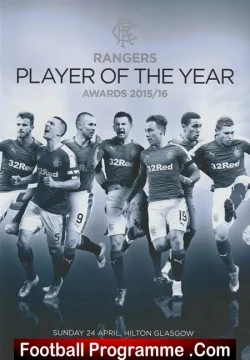 Glasgow Rangers Player Of The Year Awards Programme 2015 - 16 - football memorabilia