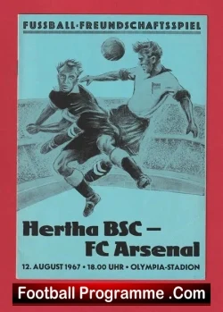 Hertha BSC v Arsenal 1967 - Berlin Germany Freindly Match - football programme
