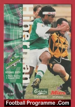 Hibernian Hibs v Stoke City 1996 - Friendly Match Scotland - football programme