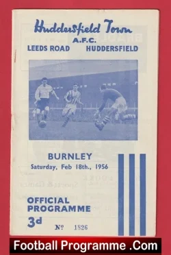 Huddersfield Town v Burnley 1956 - football programme