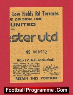 Leeds United v Manchester United 1977 – Football Ticket