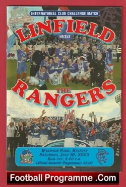Linfield v Glasgow Rangers 2005 - Ireland Irish - football programme