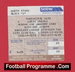Manchester City v Leeds United 1989 – Ticket