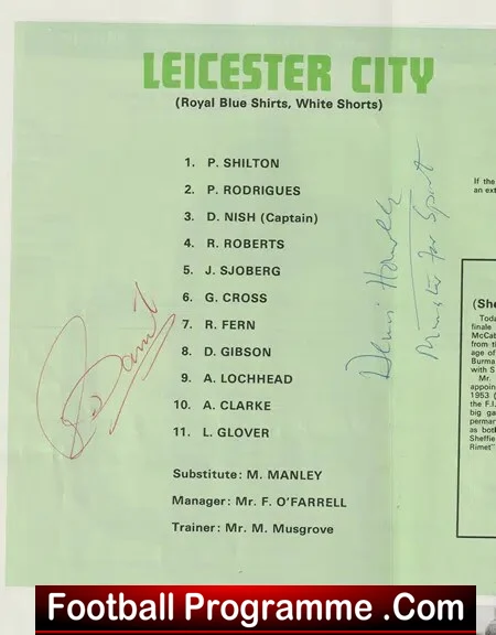 Manchester City v Leicster City 1969 - FA Cup Final - SIGNED