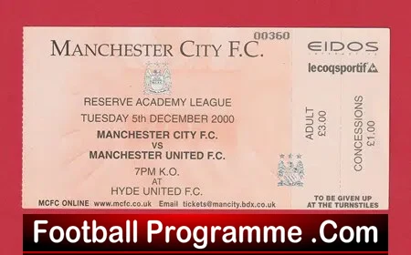 Manchester City v Manchester United 2000 – Reserves