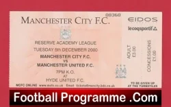 Manchester City v Manchester United 2000 – Reserves