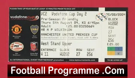 Manchester United 2004 – Pre season friendly Full Ticket