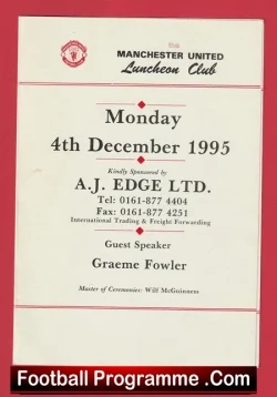 Manchester United Luncheon Club Menu Fergie Edwards Multi SIGNED - football memorabilia