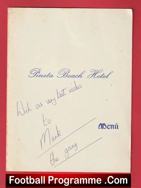 Manchester United Mark Hughes Testimonial Dinner Menu – Signed