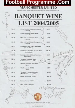 Manchester United Reunion Dinner 2004 - Multi SIGNED Fergie Plus