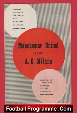 Manchester United v AC Milan 1958 - European Cup Semi Final - football programme
