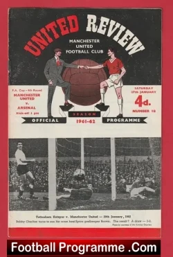 Manchester United v Arsenal 1962 - FA Cup Abandoned - football programme
