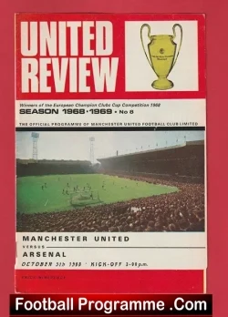 Manchester United v Arsenal 1970 - Man Utd - football programme
