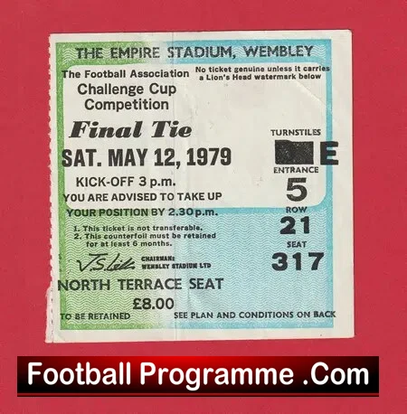 Manchester United v Arsenal 1979 – FA Cup Final Ticket