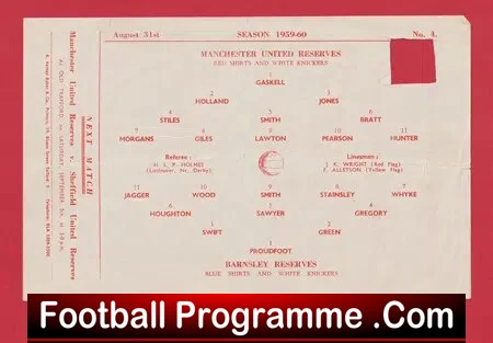 Manchester United v Barnsley 1959 - Reserves Match