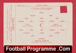 Manchester United v Barnsley 1959 - Reserves Match - football programme