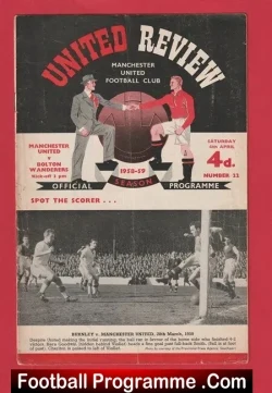 Manchester United v Bolton Wanderers 1959 - Man Utd - football programme