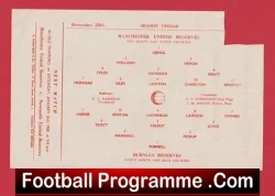 Manchester United v Burnley 1959 - Reserves Match - football programme