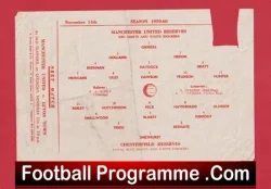 Manchester United v Chesterfield 1959 - Reserves Match - football programme