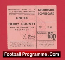 Manchester United v Derby County 1976 – Football Ticket