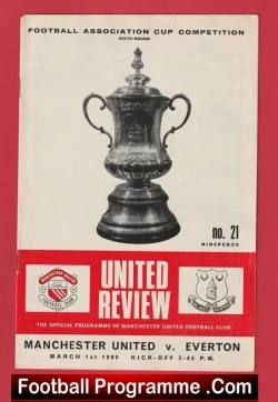 Manchester United v Everton 1969 - Man Utd FA Cup Match - football programme