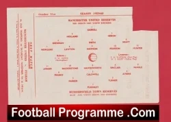 Manchester United v Huddersfield Town 1959 - Reserves Match - football programme