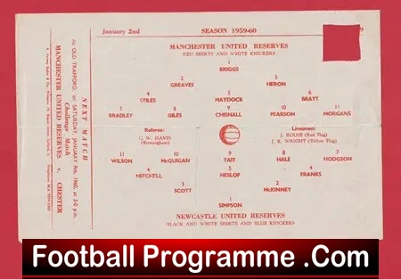 Manchester United v Newcastle United 1960 – Reserves Match