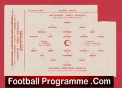 Manchester United v Sheffield Wednesday 1959 - Reserves Match - football programme