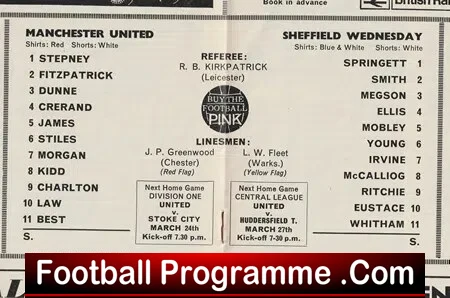 Manchester United v Sheffield Wednesday 1969 - Man Utd