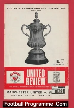 Manchester United v Watford 1969 - FA Cup Match - Man Utd - football programme