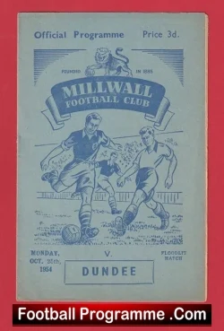Millwall v Dundee 1954 - Friendly Match - football programme
