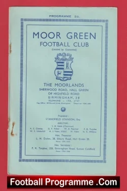 Moor Green v Atherstone Town 1950 - football programme