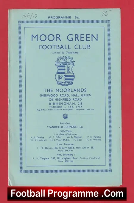 Moor Green v The Norsemen 1952 – Reserves Match