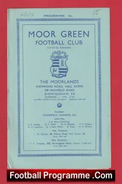 Moor Green v The Norsemen 1952 – Reserves Match