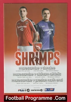 Morecambe v Dundee 2014 - Friendly Match - football programme